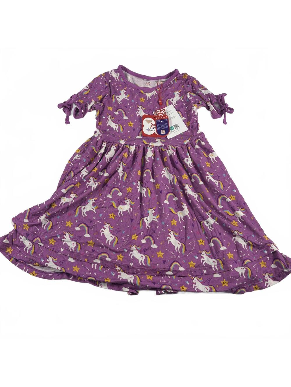 EASWEET Toddler Girls Bamboo Purple Twirly Unicorn Dress 5T NWT